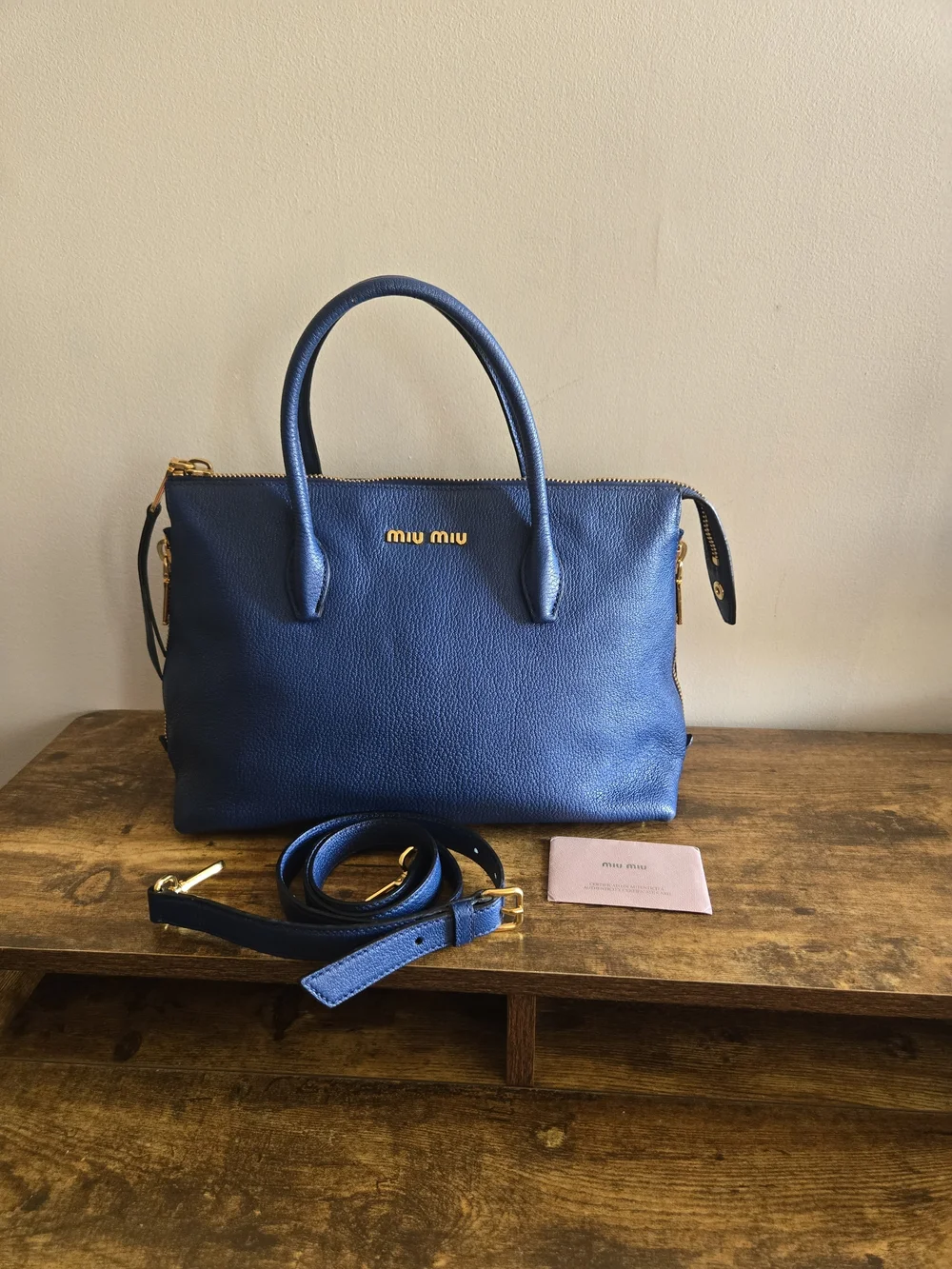 Miu Miu Navy Leather Top-Handle Satchel